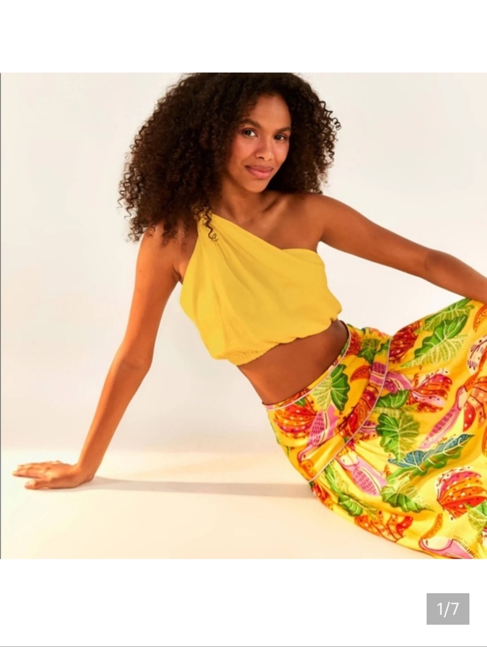 NWT FARM Rio Yellow One-Shoulder Crop Top